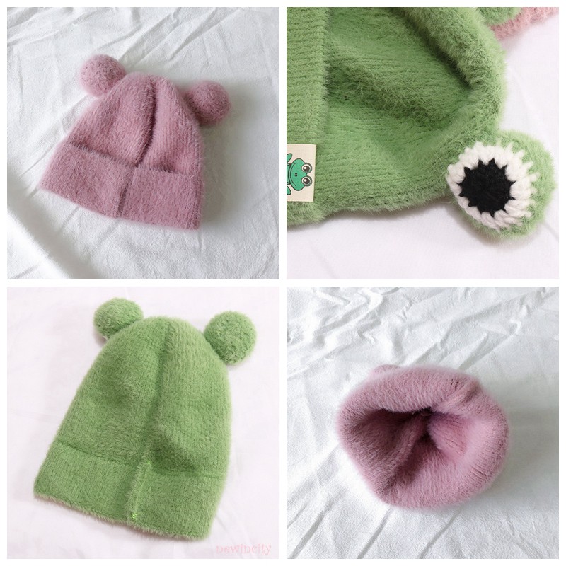 Mũ len đính bóng xù thời trang Hàn Quốc dễ thương cho bé