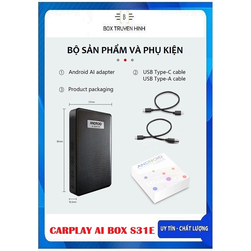 Carplay Android Box AI PICASOU S31E Biến màn hình theo xe thành màn hình siêu thông minh, TẶNG VIETMAP S2