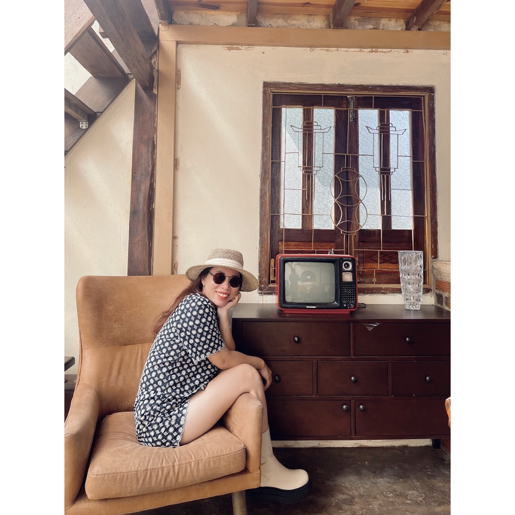 (HÀNG SẴN) Set Áo + Quần đùi chất ren thêu màu xanh đen đậm