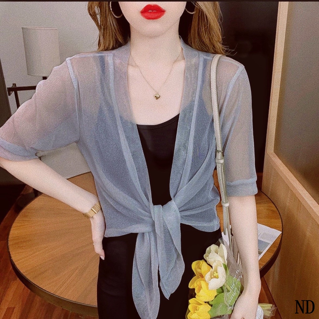 Áo Khoác Cardigan Ren Lưới Mỏng Dáng Ngắn Thời Trang Mùa Hè Dành Cho Nữ 2022