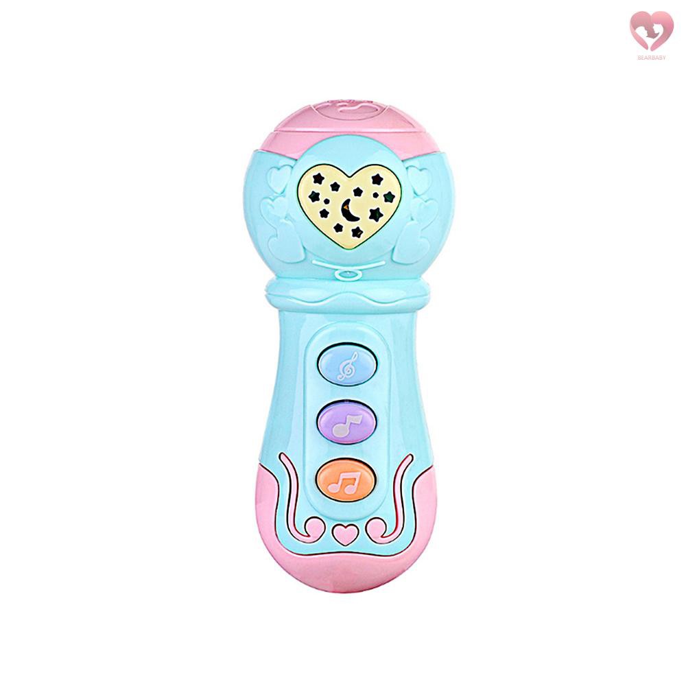 Toddler Toy Microphone Keyboard Instrument Toy Educational Infant Toy Activity Center Music Playing and Star Lights with 4 Children's Songs + 3 Stories + 10 Sound   Effects(Battery Not Included)