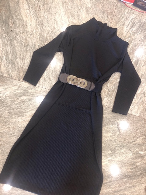 Đầm maxi thun màu đen bigsize