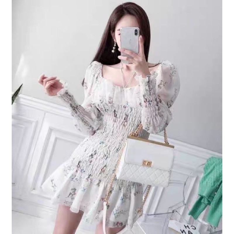 Đầm nhúng body hoạ tiết hoa nhí