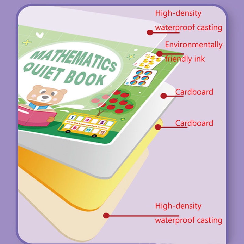 Học liệu Toán học thông minh đầu đời cho bé Mathematics Quiet Book, học liệu bóc dán Montessori, sách bóc dán toán