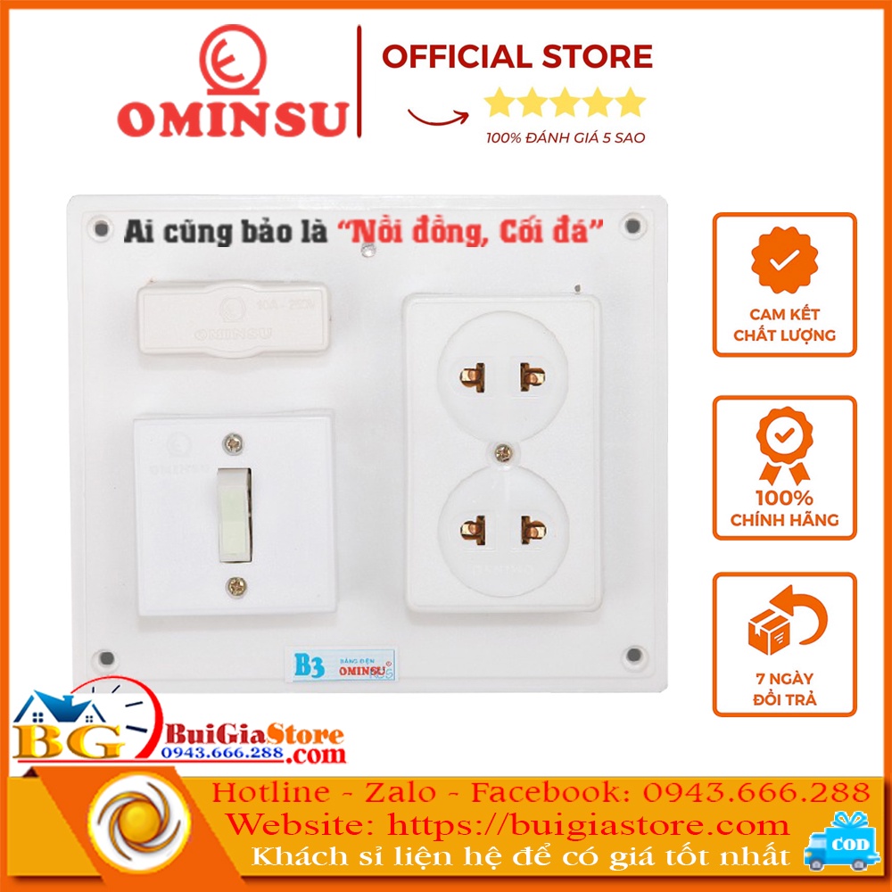 Bảng điện Ominsu B3 (2 ổ cắm 1 công tắc)