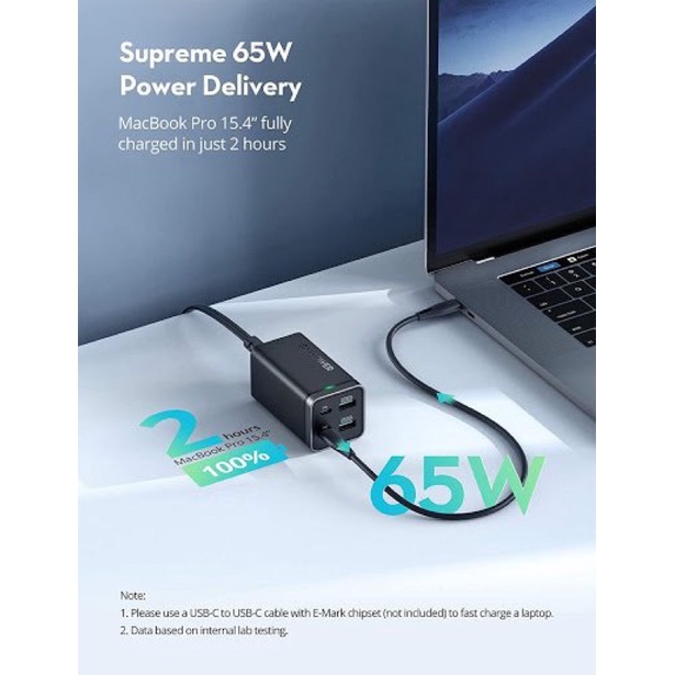 Sạc RAVPower 2 cổng - 65W PD GaN tech RP-CPCN002