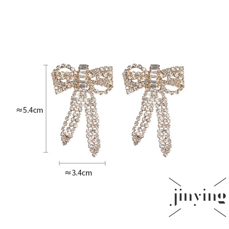 GETNOIVAS Đôi khuyên tai hình nơ đính đá thời trang dành cho nữ