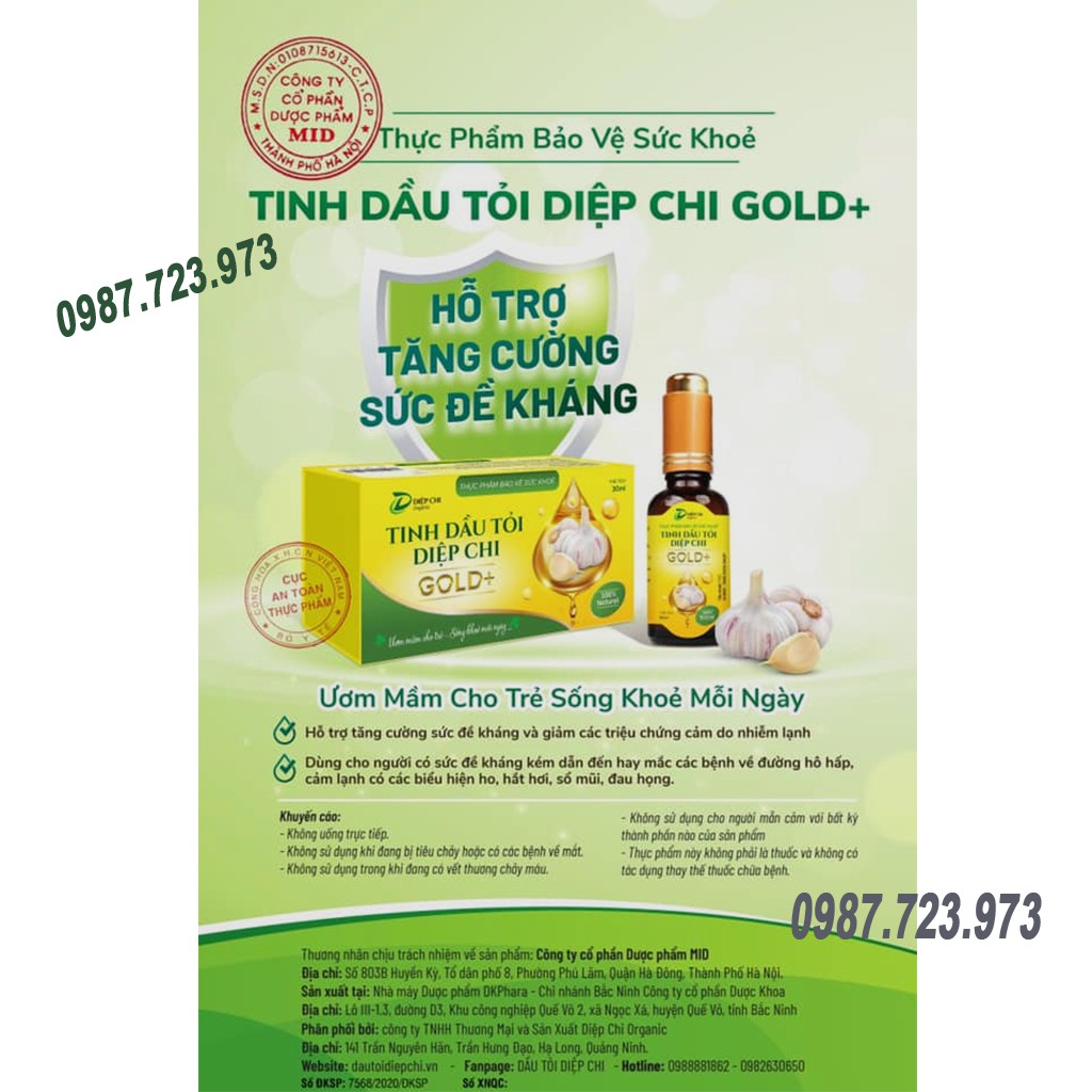 Dầu Tỏi Diệp Chi Gold + Mẫu Mới Tăng Đề Kháng Bảo Vệ Sức Khỏe Bé Yêu