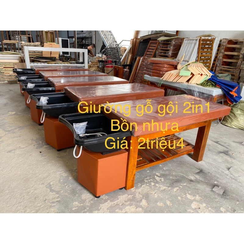 Giường gỗ gội đầu 2in1 dưỡng sinh