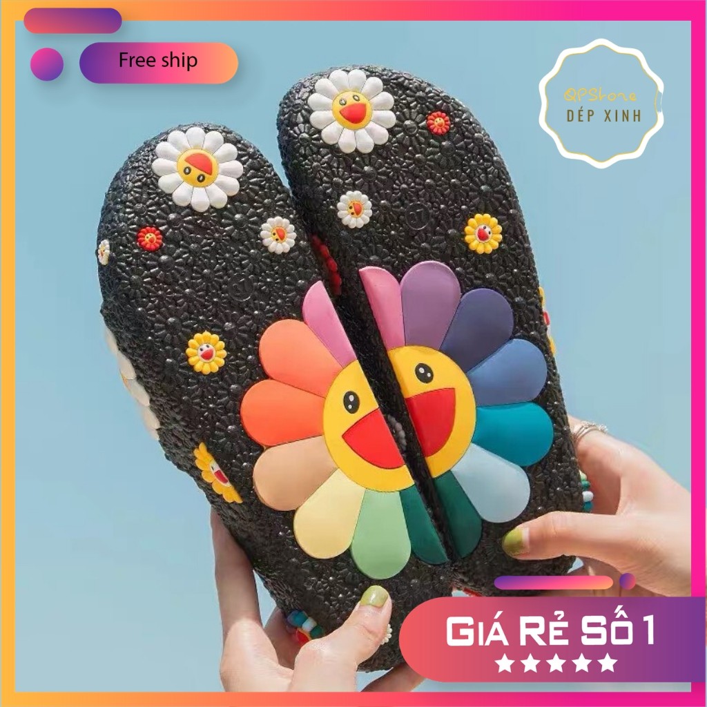 Dép quai ngang họa tiết hoa kaikai kiki mặt trời 2020 đúc nguyên khối
