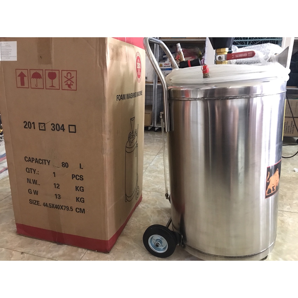 [CHÍNH HÃNG] Bình phun bọt tuyết JETMAN 80 lít inox 201 cực xịn- Không han rỉ ITALY ( Kèm súng và dây dẫn)