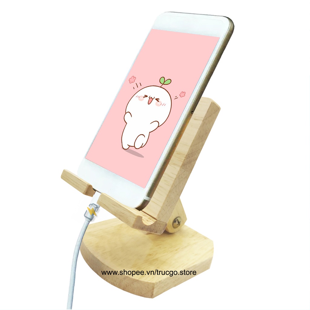 Giá đỡ điện thoại bằng gỗ, kệ để điện thoại để bàn dễ dàng thay đổi góc nhìn, gấp gọn tiện lợi, xem phim, nghe nhạc