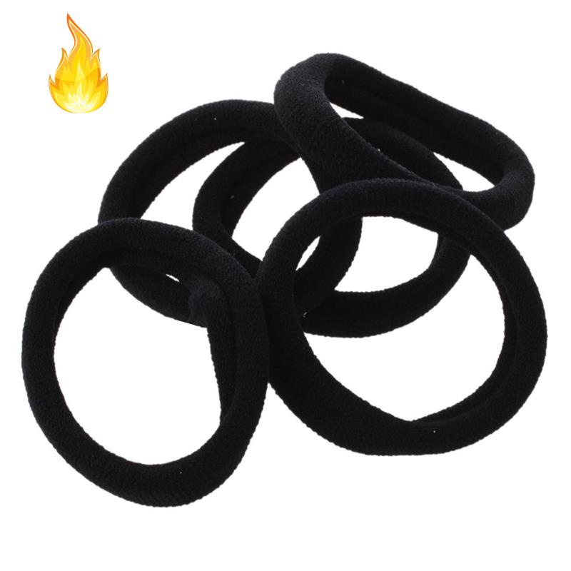 Bộ 5 Dây Cột Tóc Đuôi Ngựa Co Giãn Màu Đen