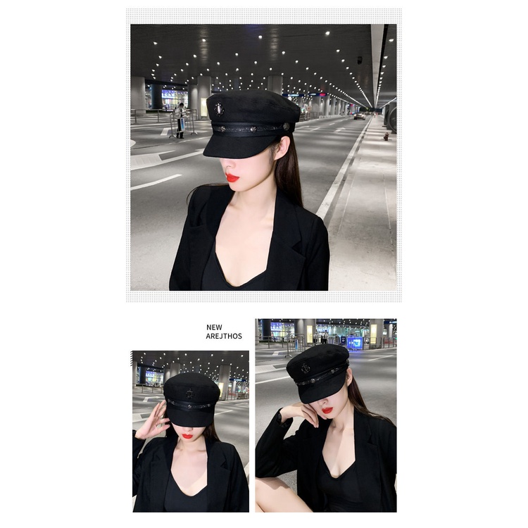 Mũ beret vải len phong cách retro thời trang cho nữ