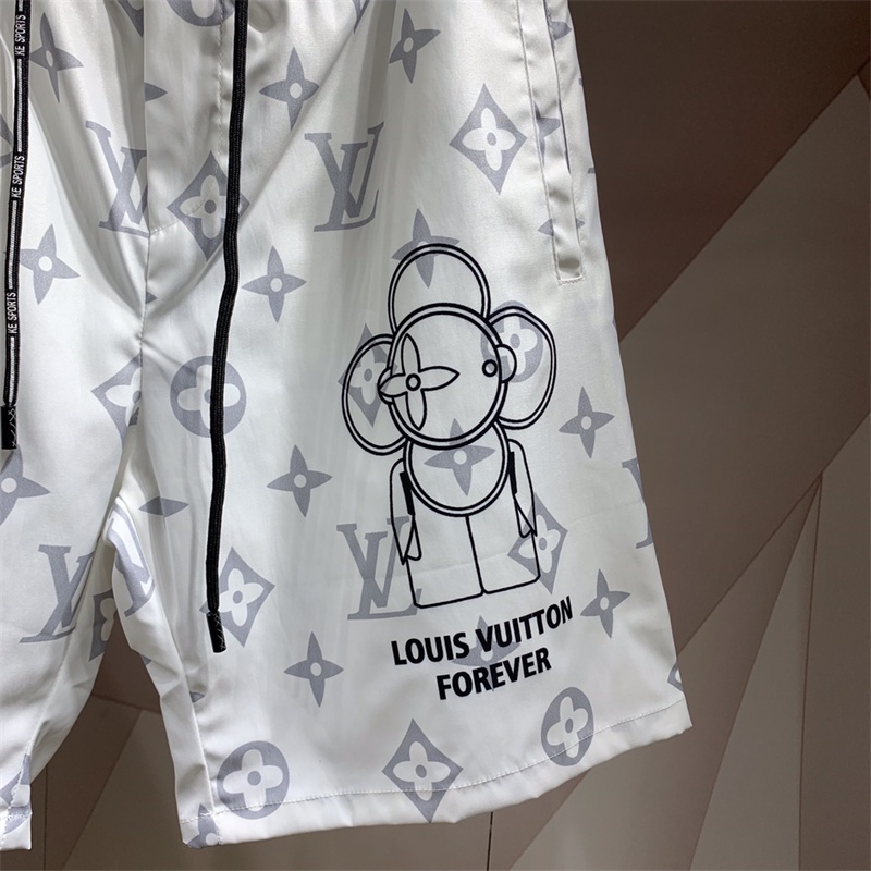 Quần short vải siêu mỏng nhanh khô in họa tiết LV phong cách đi biển năng động cho nam và nữ #42