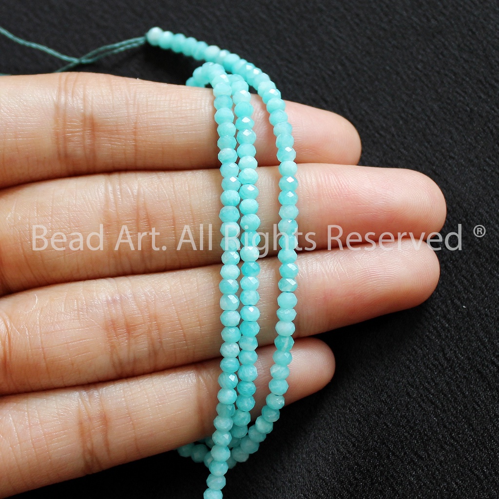 3x2MM Đá Thiên Hà  Xanh Ngọc, Mệnh Thuỷ, Mộc, Đá Phối Vòng Tay Phong Thuỷ, Trang Sức S50 - Bead Art