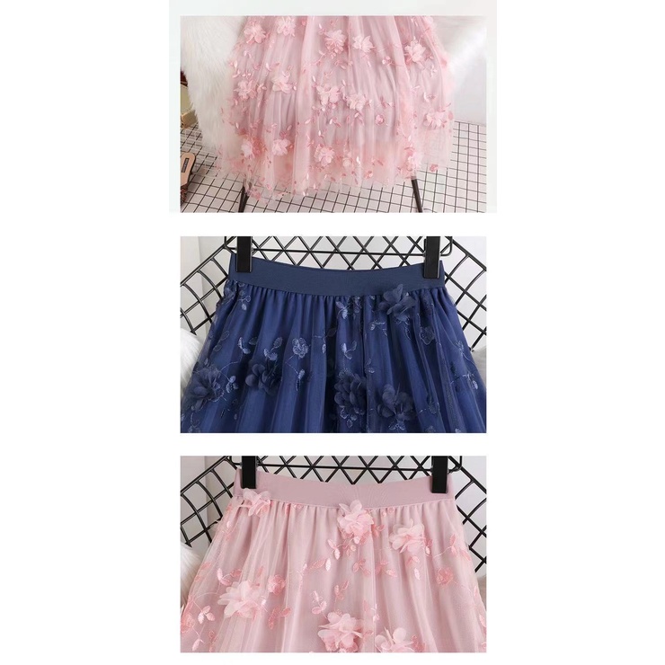 Hàng Có Sẵn Chân Váy Lưới Ba Chiều Eo Cao Vừa Thêu Hoa Năm 2021