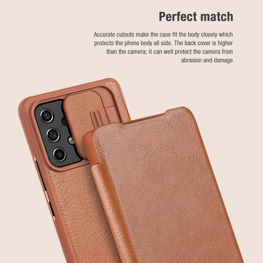 Bao da điện thoại Nillkin QIN Pro phối da nắp lật bảo vệ 360 độ cho Samsung Galaxy A53 5G