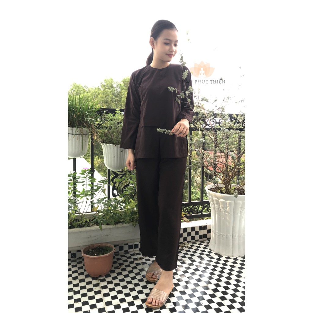 Áo Lam Đi Chùa Nữ, Vạt Hò Truyền Thống, Vải Loại Tốt Loại 1, Chất Vái Mát, Không Nhăn