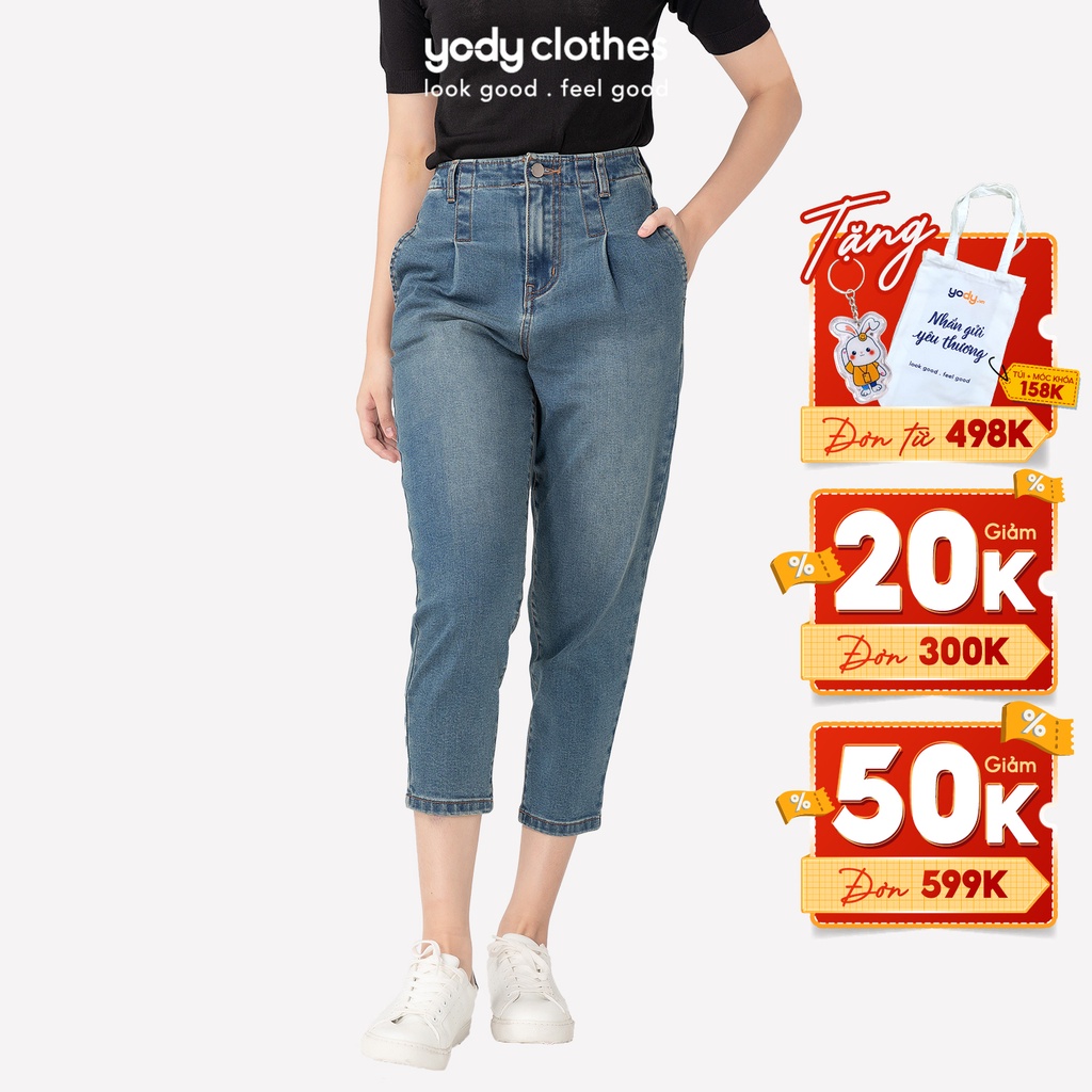 Quần jean baggy nữ YODY lưng cao co giãn tốt tôn dáng QJN3076