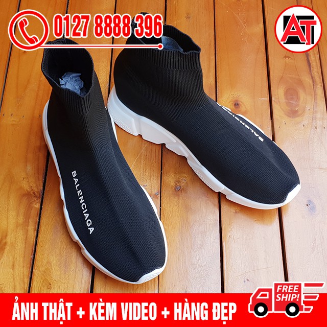 [Mã FAMAYMA2 giảm 10K đơn 50K] [FLASH SALE] Giày Balen Cổ Chun Đen Trắng Cổ Cao Nam Nữ