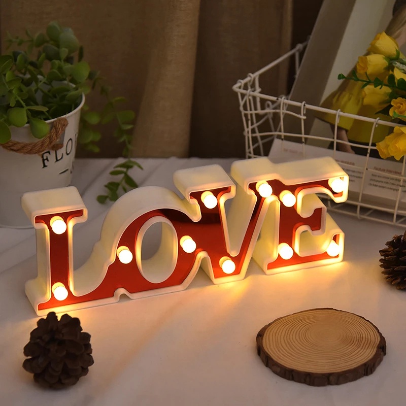 Đèn neon hình chữ cái 3D lãng mạn trang trí tiệc cưới DIY