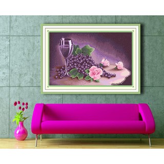 Tranh Thêu Chữ Thập 3D Rượu Nho Đam Mê 3D80038 (KHÁCH TỰ THÊU) kt:77X53CM