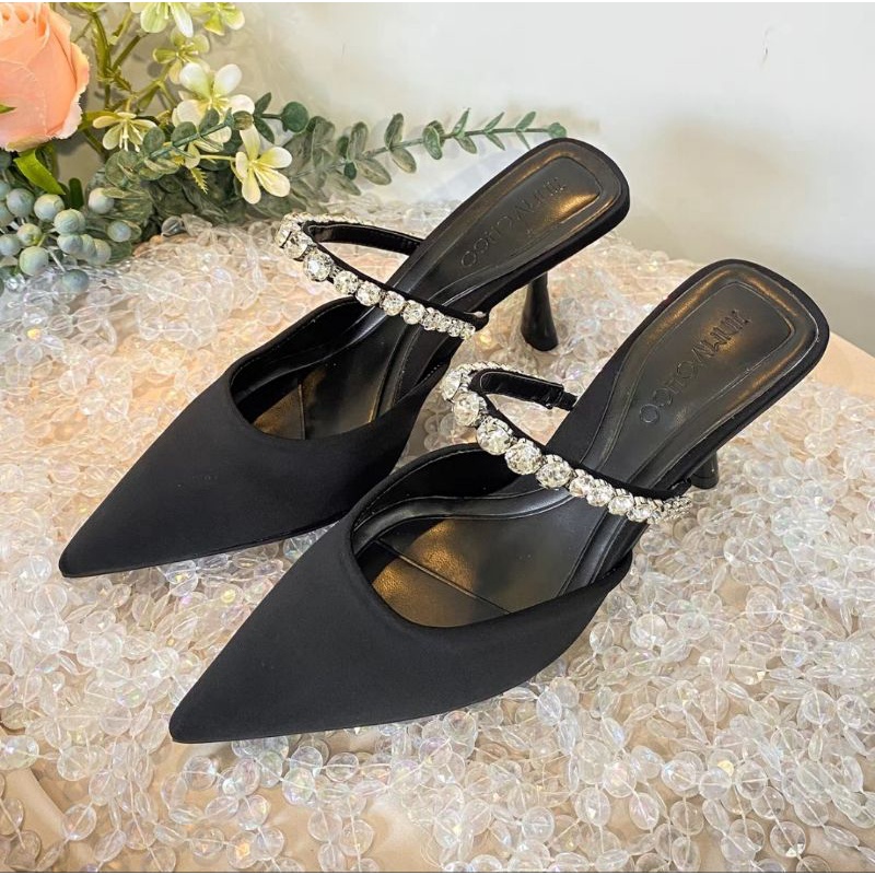 Giày cao gót bíp mũi đá khâu lấp lánh 8p mã V23