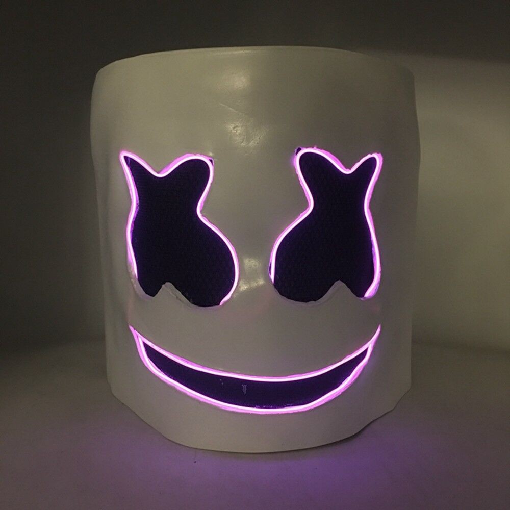 ☻☻☻Ready LED MarshMello DJ Mask Full Head Helmet Halloween Cosplay Mask Bar Music Props UNIO