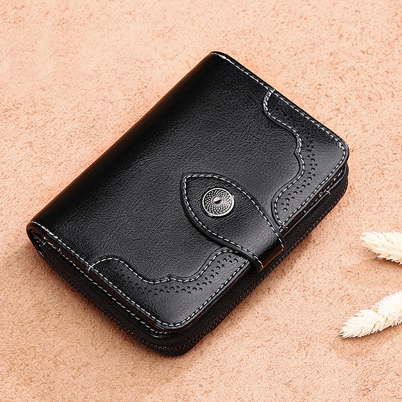 Ví Da Ngắn Đựng Thẻ Tín Dụng Phong Cách Retro Cho Nữ