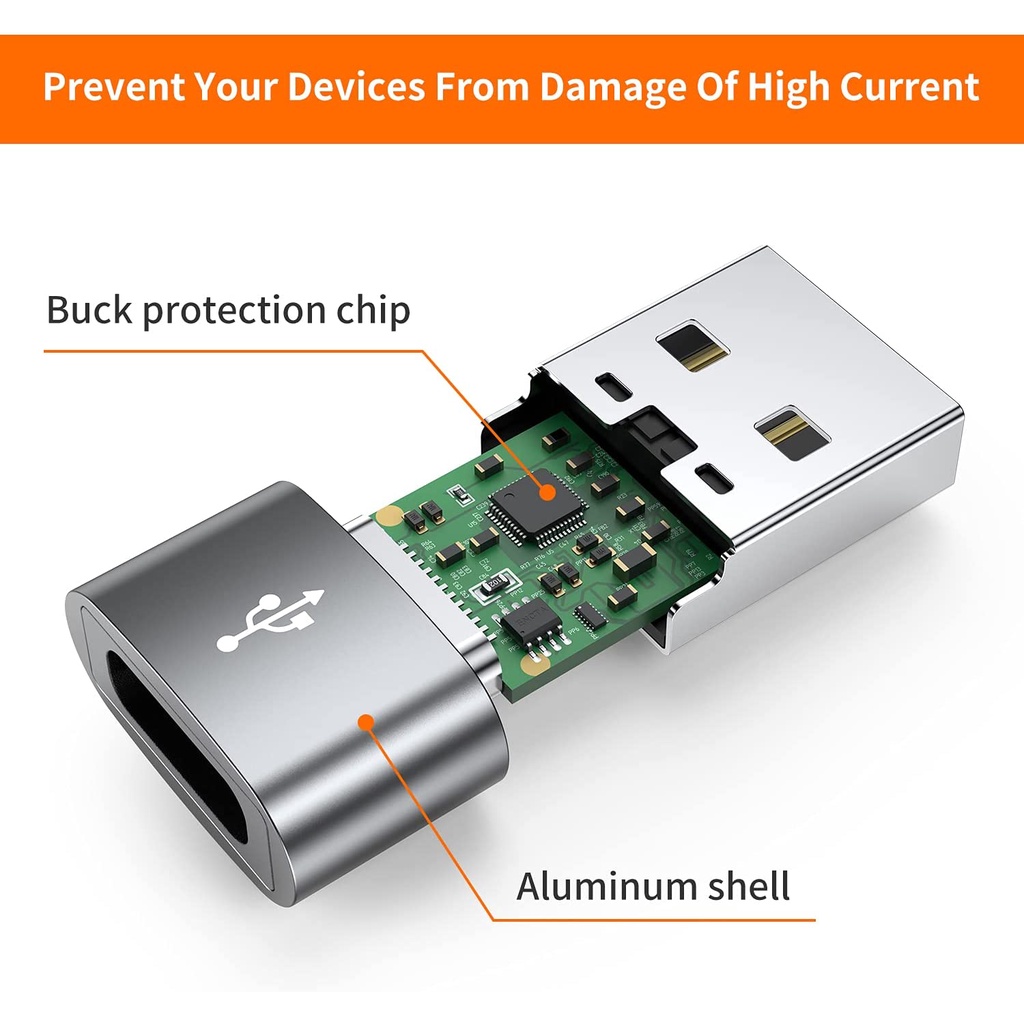 Set 2 Đầu Chuyển Đổi USB Type-C Type C Cho Điện Thoại IOS Laptop Type C