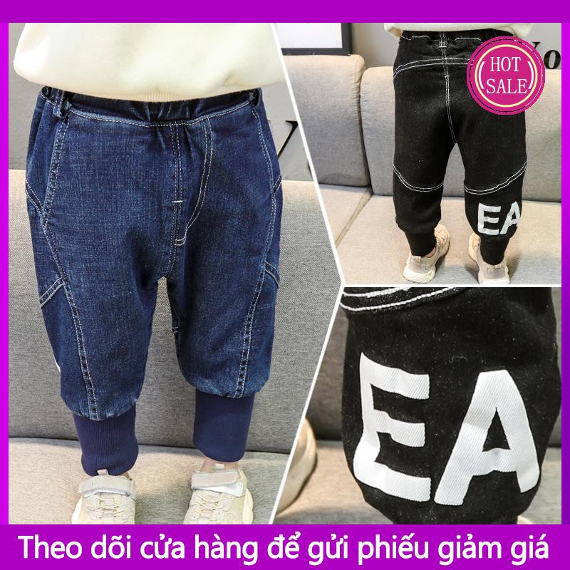 ❣Quần áo trẻ em bé trai quần mùa thu mùa xuân phong cách mới nữ bé gái khâu quần jean 2 tuổi 3 trung và trẻ em quần dài