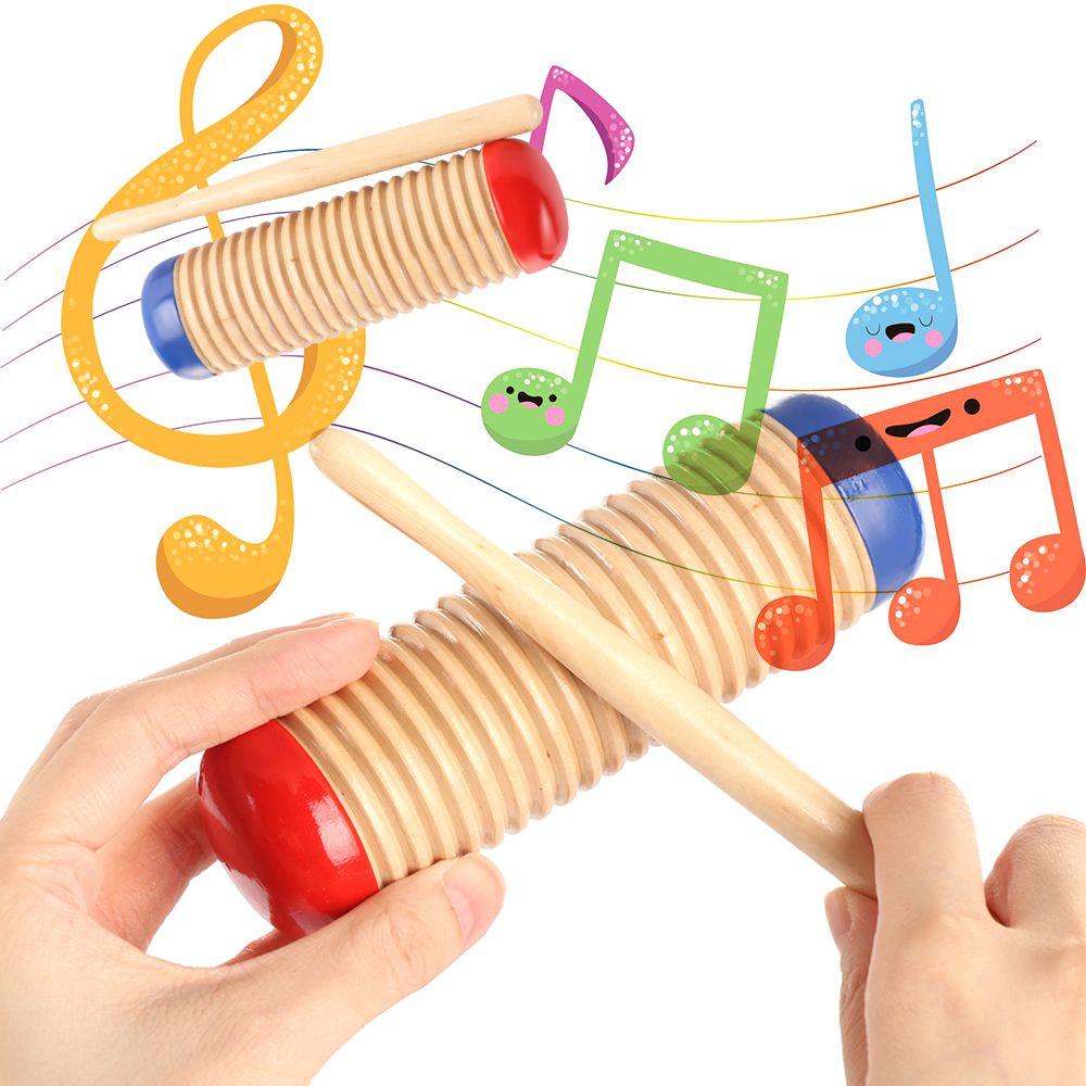 BEBETTERM Đồ Chơi Nhạc Cụ Guiro Bằng Gỗ Hai Trong Một