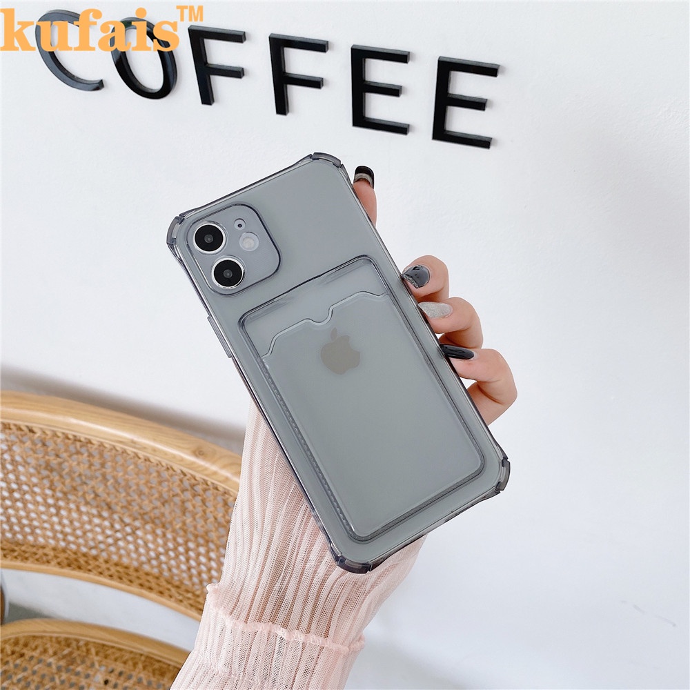 Ốp điện thoại silicon mềm chống sốc có ngăn đựng thẻ cho iPhone 11 12 Pro Max 7Plus 8Plus Xr Xs Max Pro Se2020 7 11 12 | BigBuy360 - bigbuy360.vn