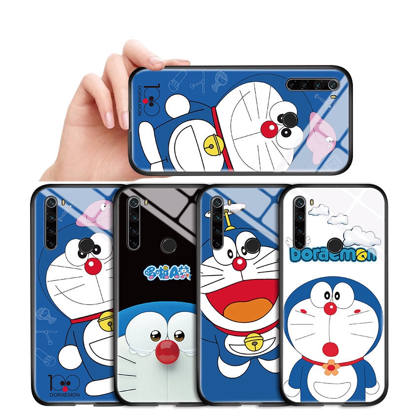 Ốp Điện Thoại Kính Cường Lực Bóng In Hình Mèo Doremon Hoạt Hình Sang Trọng Cho Xiaomi Redmi Note 4 5 5A 6 7 8 Pro 8T