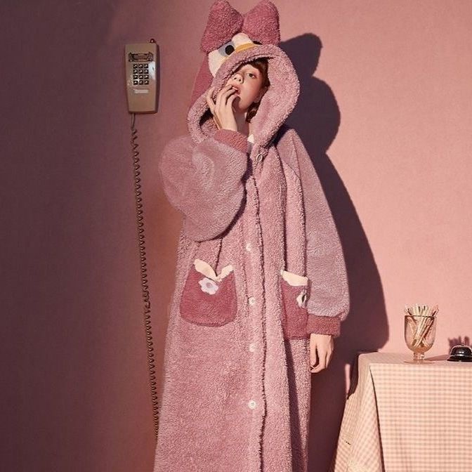 Đầm Ngủ Lông Cừu San Hô Dày Dáng Dài Thời Trang Thu Đông Cho Nữ | BigBuy360 - bigbuy360.vn