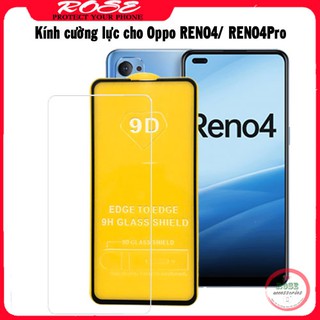 Kính cường lực Oppo Reno4/ Reno 4 Pro- Full màn hình 9D và Trong suốt- Độ cứng 9H