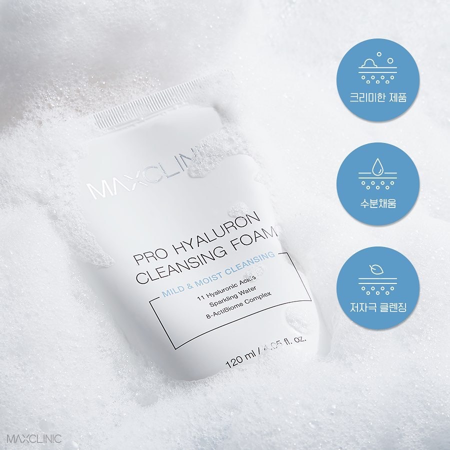 Bọt Rửa Mặt Sạch Sâu Pro Hyaluron Maxclinic – Dành Cho Mọi Loại Da – 120ml | Xù Korea