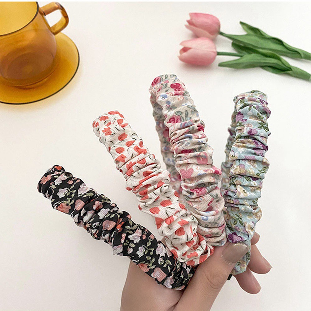 Cài Tóc Vải Voan Xếp Ly Phối Ren Hoa Nhiều Màu Dễ Thương Phong Cách Hàn Quốc Cổ Điển