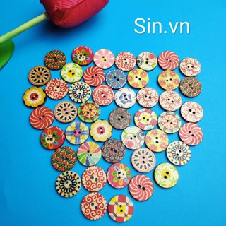 10 nút/cúc gỗ trang trí