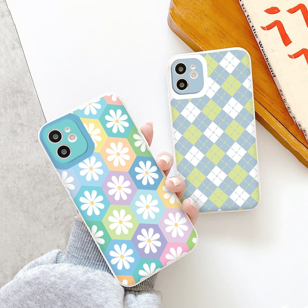Ốp iphone - Ốp lưng iphone cạnh vuông viền camera Họa tiết hình thoi dành cho ip 6 đến 14promax - ng006