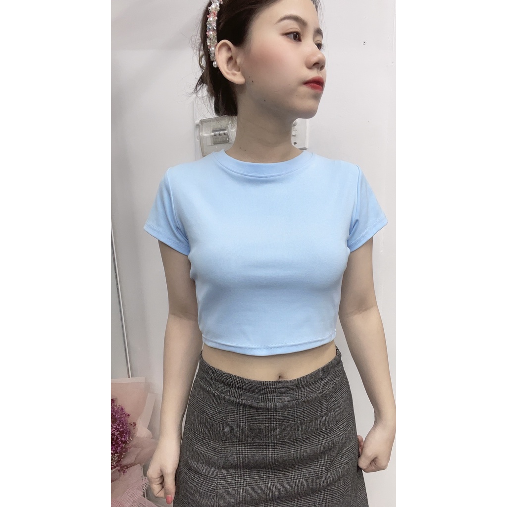 AÓ CROPTOP ÔM TAY NGẮN BASIC XINH XẮN 5 MÀU