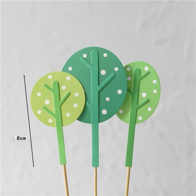 Set 3 cây giấy chấm bi xanh lá cây