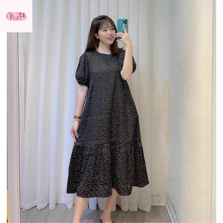 Váy babydoll , váy bầu thiết kế chấm bi chất vải lụa tằm mặc mềm mát thoải mái cho mẹ bầu mặc đi chơi cafe dạo phố
