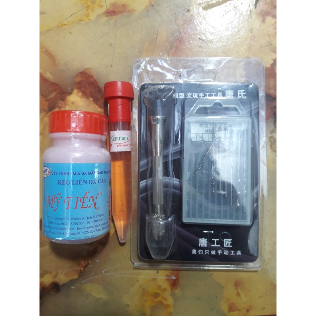 Combo kích kie cho hoa lan trọn bộ (Gồm 1 bộ khoan mini, 1 kích kie duy đỏ, 1 keo liền sẹo mỹ tiến)