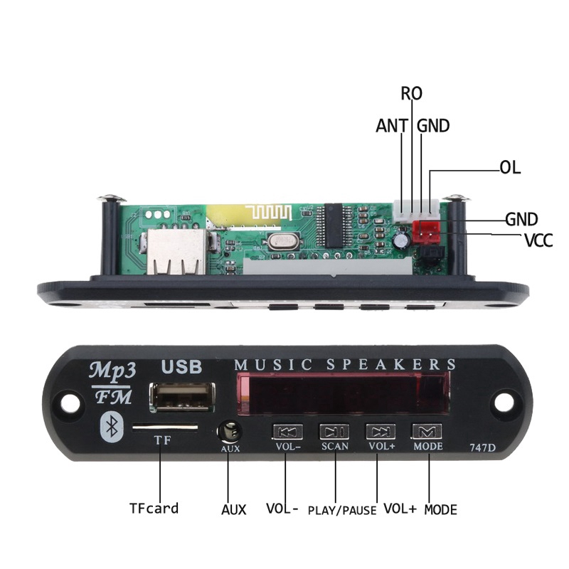Mô-đun âm thanh bluetooth USB không dây TF FM 5V 12V tích hợp loa ô tô mp3 play