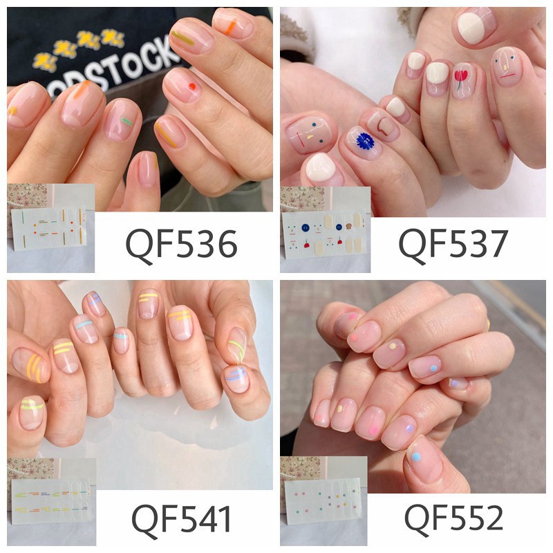 [Hàng mới về] Set 14 Miếng Dán Móng Tay Chống Thấm Nước Xinh Xắn