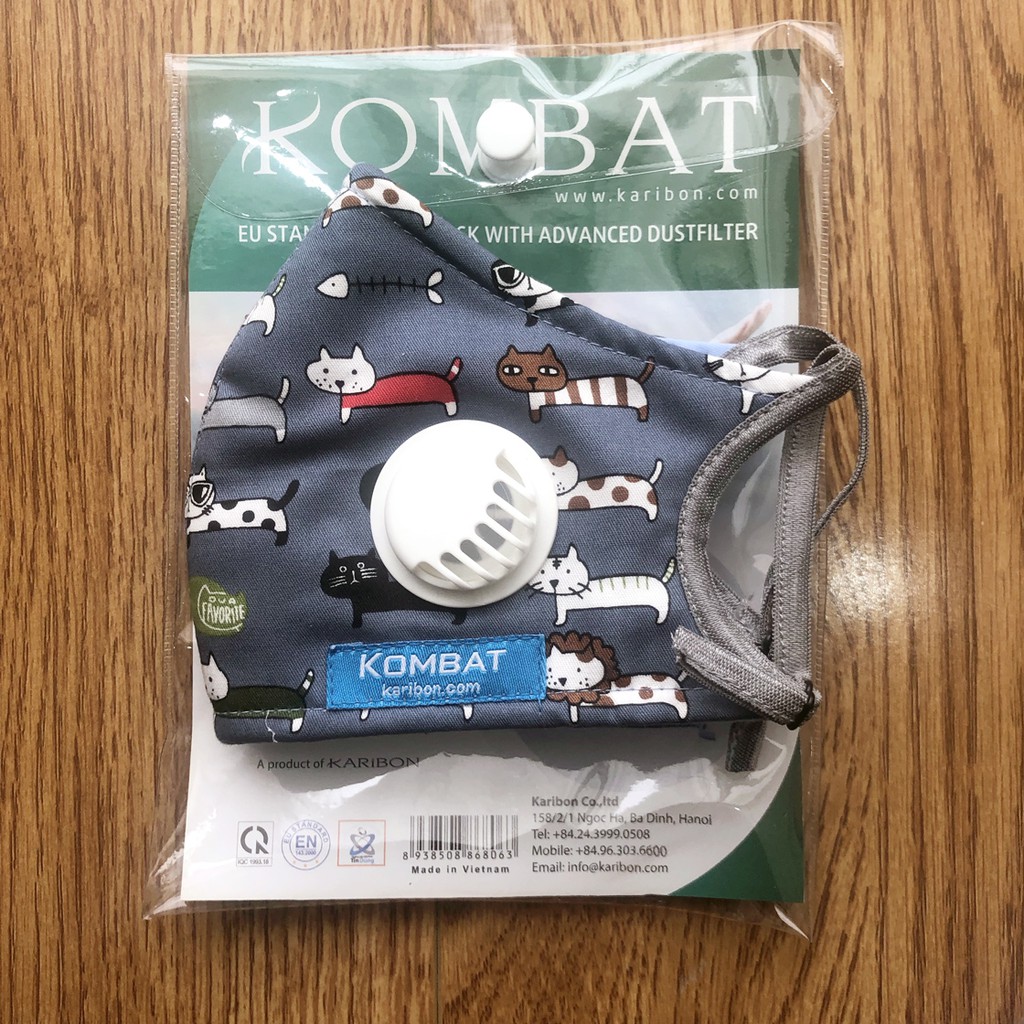 Khẩu trang Karibon Kombat trẻ em (XS hoặc S) lọc bụi mịn, có van thở ra 1 chiều. | BigBuy360 - bigbuy360.vn