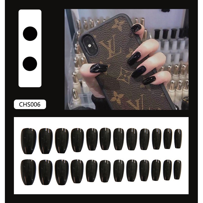 (TẶNG KEO DÁN) Bộ 24 Móng Tay Giả Dài Siêu Hot Chống Nước Nhiều Màu Siêu Hot CHS