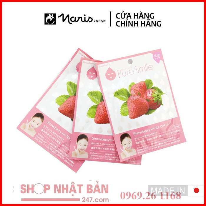[Chính hãng] Mặt nạ Naris Pure Smile Milk Essence Mask Strawberry N002 20 ml/ 1 miếng